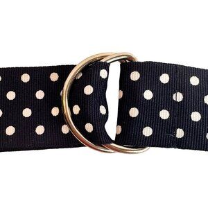 Navy & White Polka Dot Belt With D-Ring Buckle Women's Size 16 46 Inches